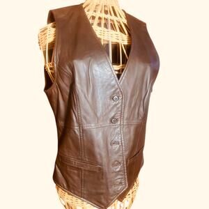 CAbi Vintage Western Leather Vest Size Medium